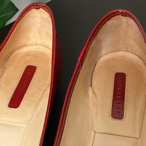 LONGCHAMP Ladies Lipstick Red Patent Leather Ballet Flats Size 38.5 US 7.5 - Picture 5 of 16